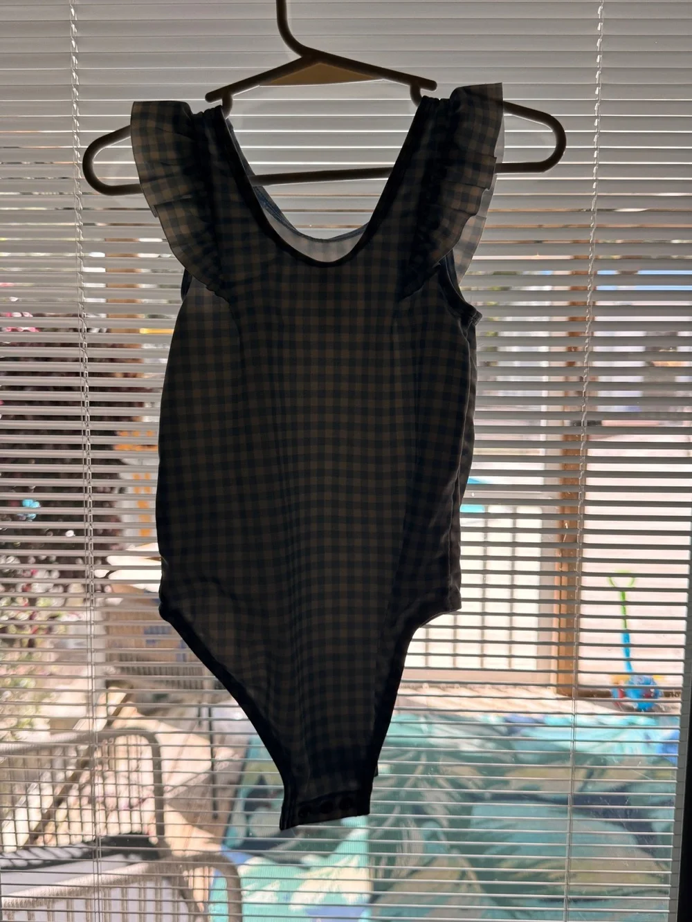 Carter's Blue and White Gingham Ruffle Strap One-Piece Swimsuit